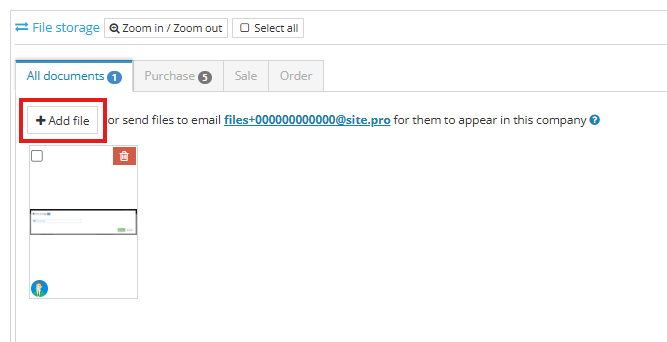 Selecting a document for upload to File Store